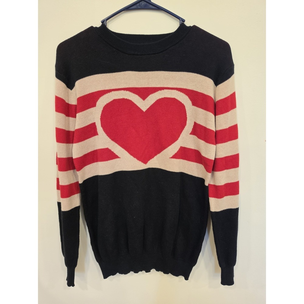 OXKNIT Heart Sweater Women's Small 100% Cotton Soft Girl Parisian French Girl